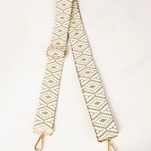 Jasmin bag strap- Tassen riem- Verstelbaar- Boho- Katoen Polyester- Goud- 3,8cm- 135cm- Groen