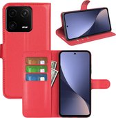 Xiaomi 13 Pro Hoesje - MobyDefend Kunstleren Wallet Book Case (Sluiting Voorkant) - Rood - GSM Hoesje - Telefoonhoesje Geschikt Voor Xiaomi 13 Pro
