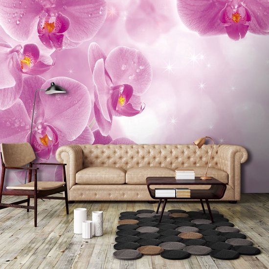 Fotobehang - Vlies Behang - Roze Sprankelende Orchideeën - 368 x 254 cm