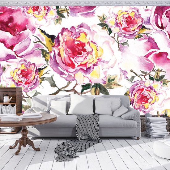 Photomural rose, revêtement mural