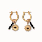 ByNouck Jewelry - Facet Hoop Mystic Beads Set - Sieraden - Zwart - Vrouwen Oorbellen - Goudkleurig