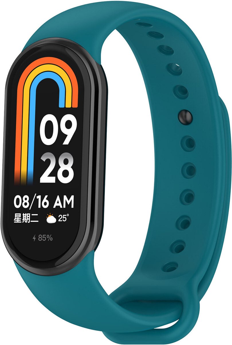 Strap-it siliconen bandje - Geschikt voor Xiaomi Mi Smart Band 8 / Band 9 (blauw-groen)