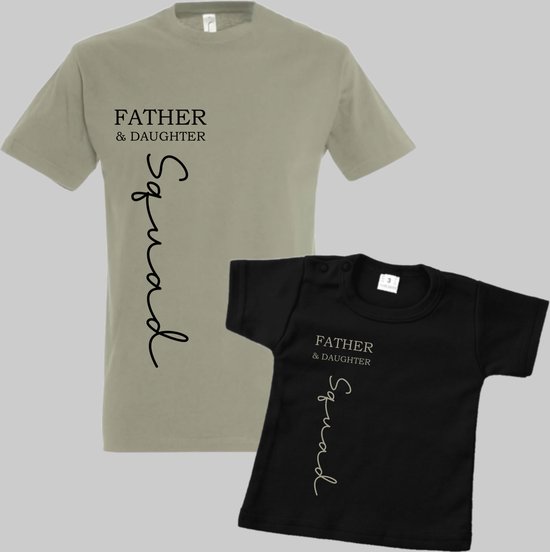 Chemises assorties père et fille - Cadeau Vaderdag - Escouade père et fille - Cadeau pour papa - Taille homme S- Taille enfant 56