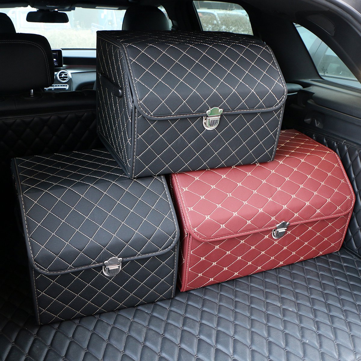 2 STKS Autostoel Spleet Opbergdoos Met Interval Cup Bekerhouder Organizer Auto Kloof Pocket Opbergen Opruimen Voor Telefoon Pad Kaart Muntautomaat Accessoires