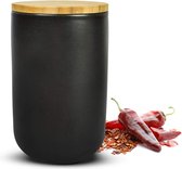 Boîte de rangement Sendez noire 800 ml avec couvercle en bois boîte de rangement boîte à muesli sucrier céramique