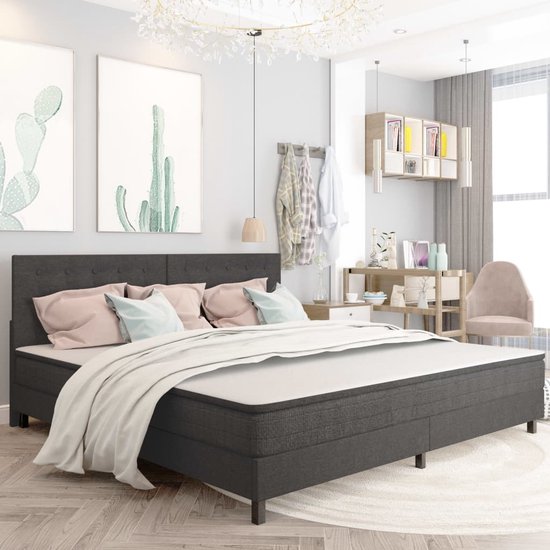 Furniture Limited - Sommier tapissier tissu gris foncé 200x200 cm | bol.com