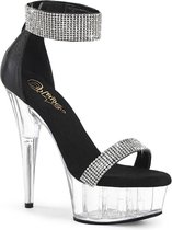 Pleaser - DELIGHT-641 Sandale à bride cheville - Pointure 5-35 - Zwart/Transparent