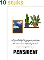 Wenskaarten set - wenskaarten pensioen - afscheid collega - pensioen - afscheid - 10 kaarten - A6