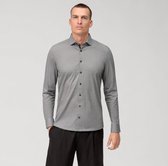 OLYMP 24/7 Level 5 body fit overhemd - tricot - olijfgroen dessin - Strijkvrij - Boordmaat: 43