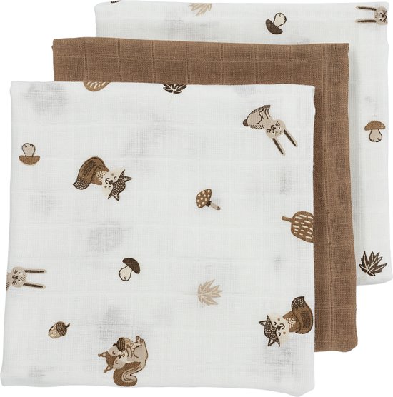 Foto: Meyco baby forest animals hydrofiele doeken 3 pack toffee 70x70cm