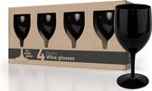 MyDrinkglass Plastic Wijnglazen Lissabon Zwart | Plastic Wijnglazen | 4 Stuks | Wijnglazen Witte Wijn | Wijnglazen Rood | Wijnglazen Set | Plastic Glazen | Zero Waste | Herbruikbaar | Onbreekbaar Wijnglas | 270 ml |