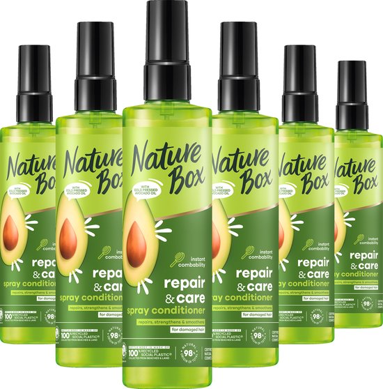 Nature Box - Avocado - Anti-Klit Spray - Leave-in-conditioner - Haarverzorging - Voordeelverpakking - 6 x 200 ml