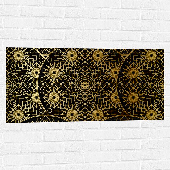 Muursticker - Borden met Gouden Geometrische Print - 100x50 cm Foto op Muursticker