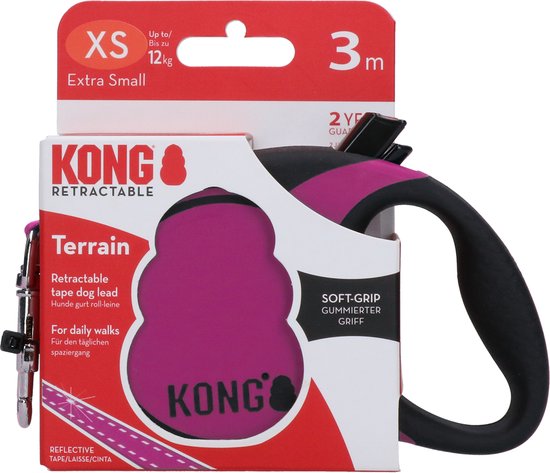 Foto: Kong terrain rollijn hondenriem met remsysteem tot 12 kg xs 3 meter roze