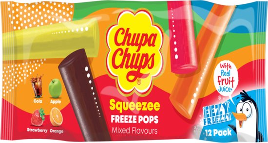 Chupa Chups - Squeezee Freeze Pops - Waterijsjes - 15 verpakkingen met elk 12 ijsjes