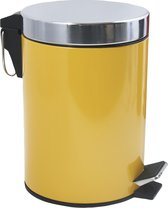 MSV Prullenbak/ poubelle à pédale - métal - jaune safran - 3 litres - 17 x 25 cm - Salle de bain / WC