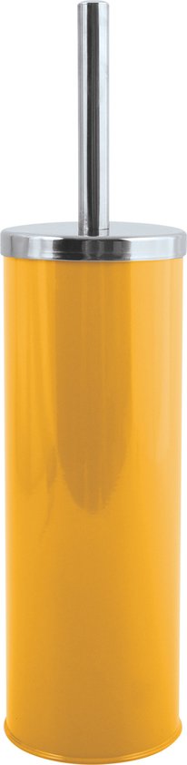 MSV Toiletborstel in houder/wc-borstel - metaal - saffraan geel - 38 cm - Badkamer
