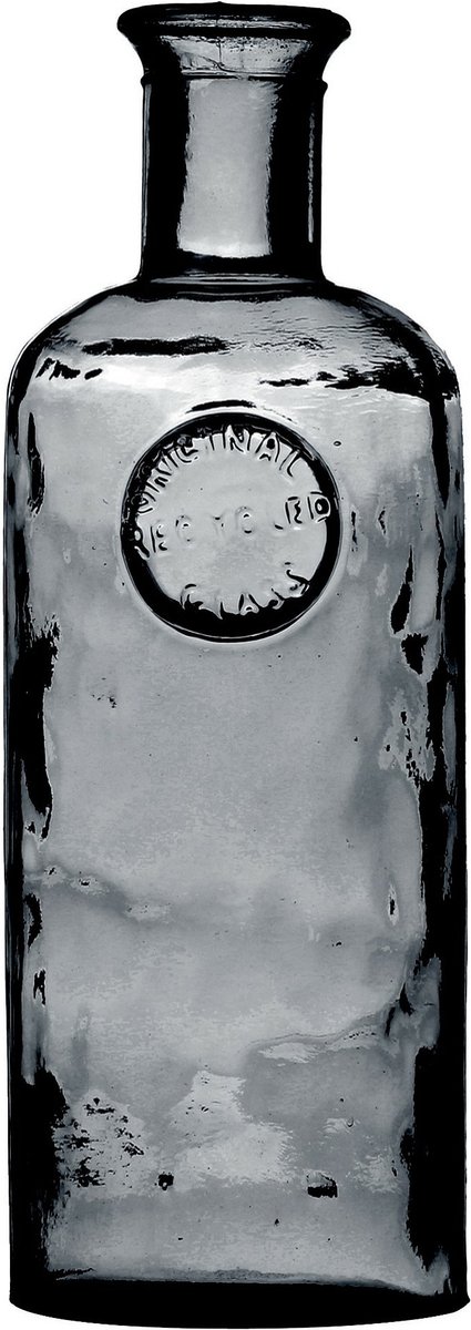 Natural Living Bloemenvaas Olive Bottle - smoke grijs transparant - glas - 13 x 27 cm - Fles vazen