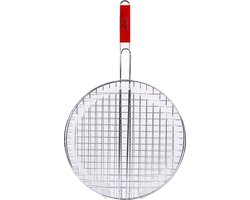 Elite BBQ/barbecue rooster - klem grill - metaal/hout - 40 x 66 x 1 cm - vlees/vis/groente - braadrooster - rond