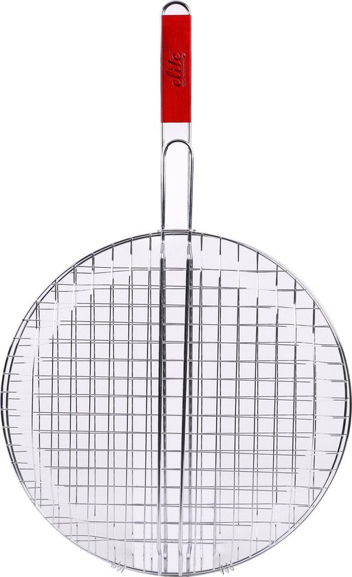 Rond Elite grillrooster met rood handvat