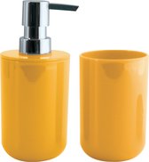 MSV Zeeppompje en drink/tandenborstel beker - badkamer set Porto - kunststof - saffraan geel