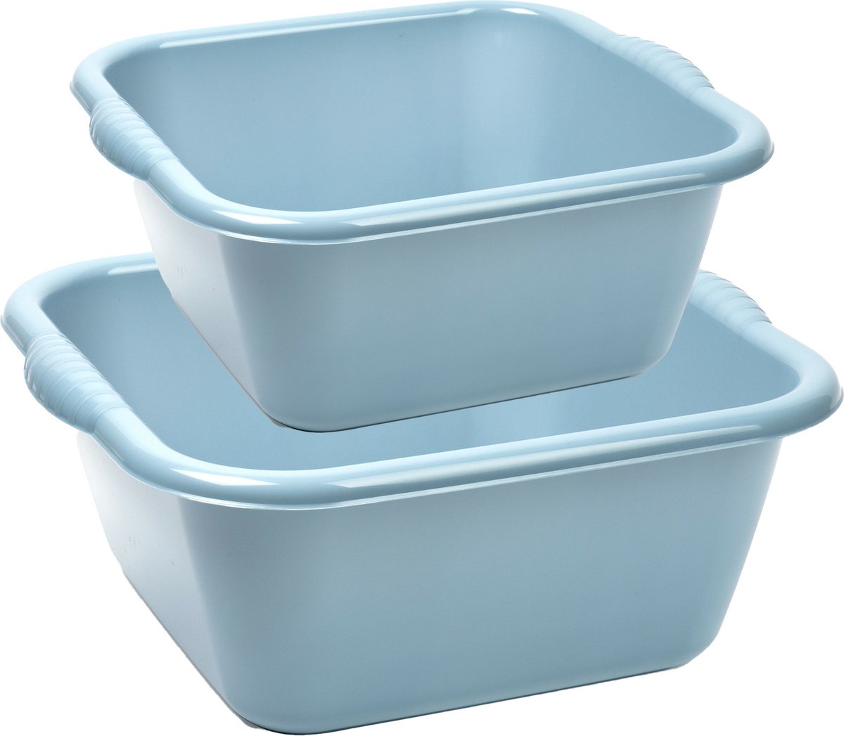 Goedkoopste Afwasbak teil - set van 2 formaten - 10 en 15 liter - licht blauw - kunststof