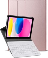 Hoes Geschikt voor iPad 2022 Hoes Toetsenbord Hoes Case Book Cover Hoesje - Hoesje Geschikt voor iPad 10 Keyboard Hoes - Rosé goud