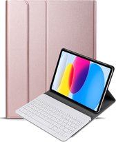 Hoes Geschikt voor iPad 2022 Hoes Toetsenbord Hoesje Keyboard Case Cover - Hoesje Geschikt voor iPad 10 Hoes Toetsenbord Case - Rosé Goud.