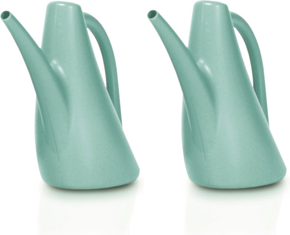 2x Stuks mintgroene bloemen/planten gieters kunststof 1,5 liter - Gieters voor binnen en buiten