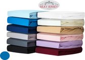 Silky Jersey  Zijdezachte Jersey Hoeslaken Strijkvrij 100% Gekamd Katoen - 100x200+30 cm  Jeans Blauw