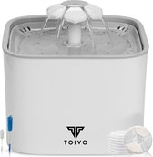 Toivo Drinkfontein - Wit / Grijs - 2,5 Liter- Fluisterstil - Incl. 4 filters en cleaning tool - Waterfontein - Katten - Drinkfontein Kat - Poezen - Dieren drinkbakken - Waterdispenser