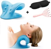Nekstretcher - Nekmassage - Neck Releaser - Gratis Slaapmasker - Shiatsu - Rug stretcher - Nek- Schouder- en Rugklachten - Hoofd massage - Blauw