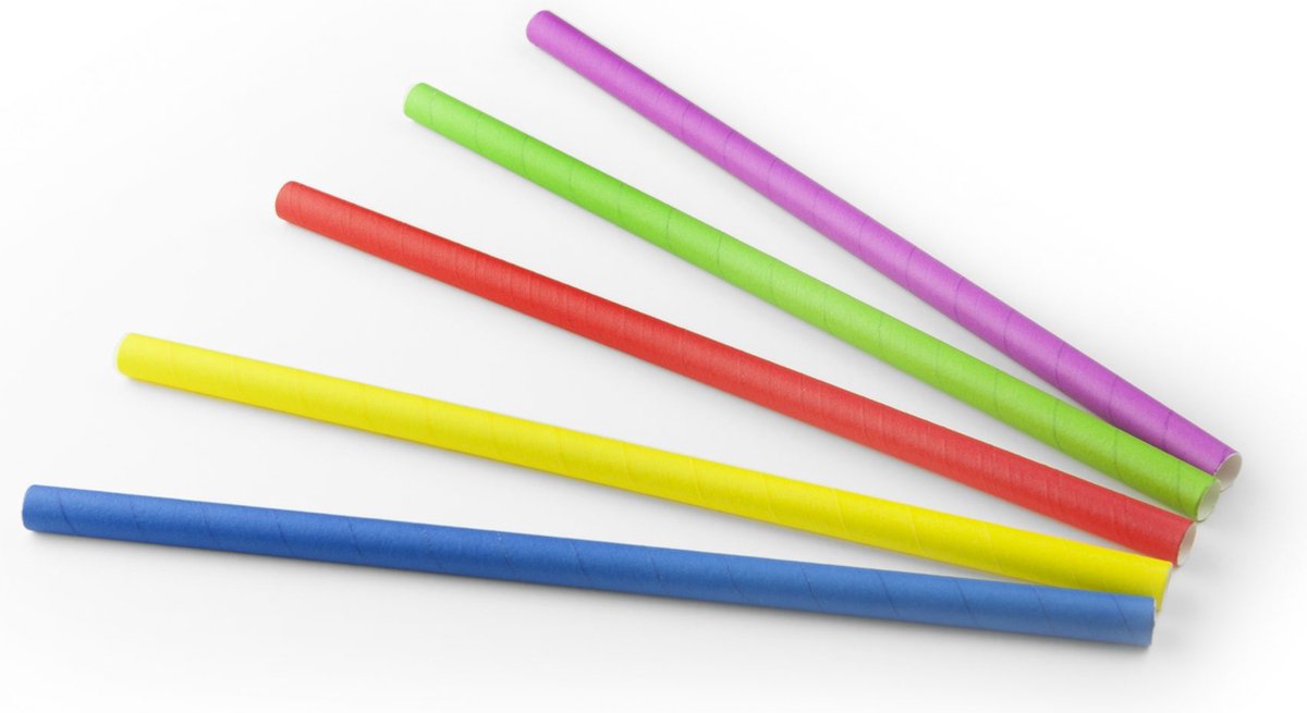 Drinkrietje papier [FSC] felle kleuren - 100 stuks