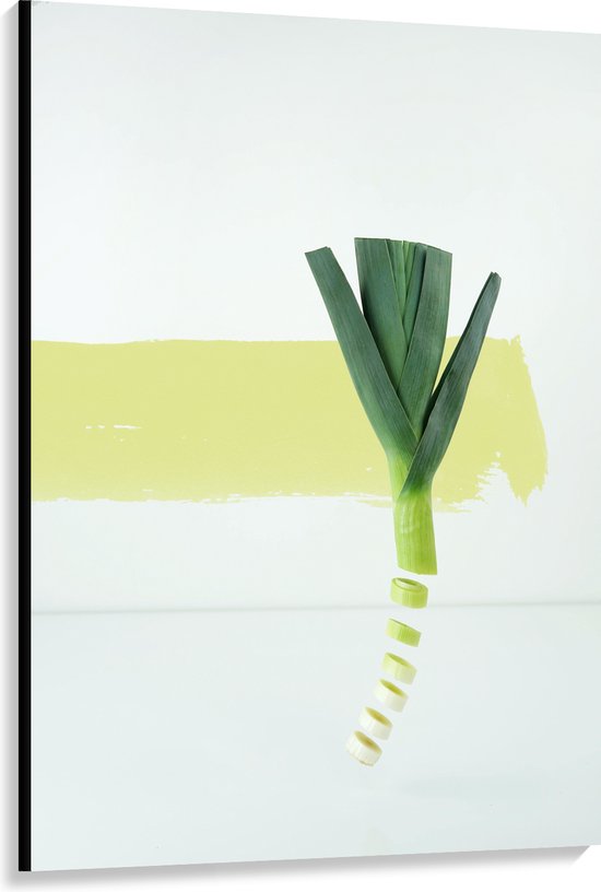 Canvas - Plant - Prei - Eten - Groente - Groen - 100x150 cm Foto op Canvas Schilderij (Wanddecoratie op Canvas)
