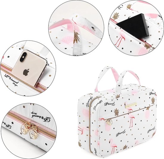 Trousse de toilette à suspendre pour femme, grande trousse à maquillage étanche, organisateur, Flamingo-a, moderne