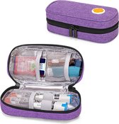 geïsoleerde Epipen-draagtas voor volwassenen en kinderen, draagbare medicijnzak voor 2 EpiPen, Auvi-Q, injectiespuiten, flesjes, neusspray, thuis en op reis, paars