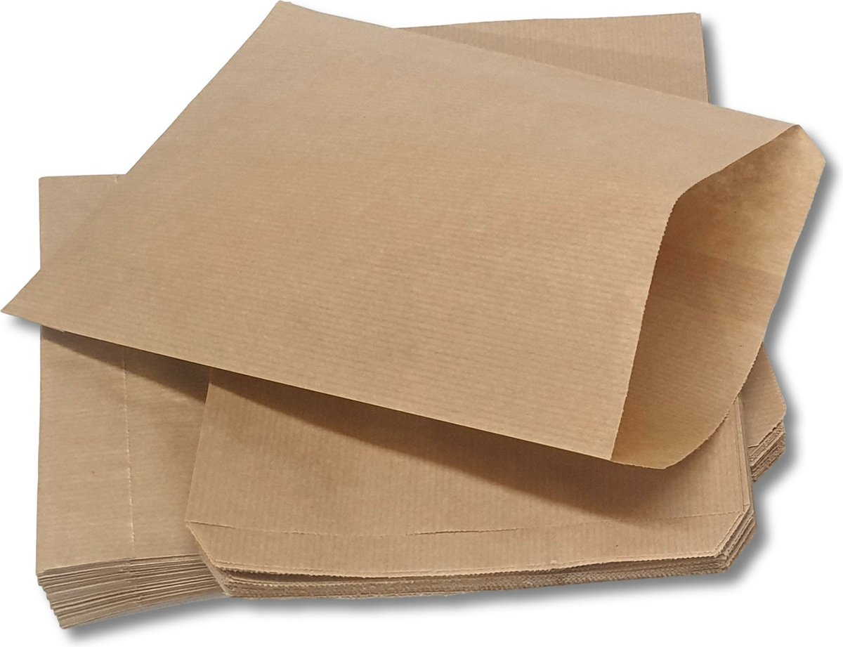 Prigta - Papieren zakjes - Bruin - 17,5x25 cm - 100 stuks - cadeauzakjes / verpakking zakjes