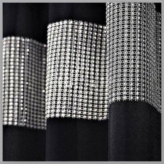 Glow Thuis - vitrage gordijn - ringen - zwart - Zirkonia band - 145x250 cm