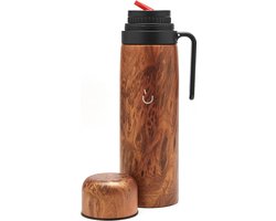Thermoskan voor Yerba Mate Gourd - vacuüm geïsoleerd met dubbele handgreep - BPA-vrij - thermoskan speciaal voor Mate bekers of Mate pompoen (hout) balibetov