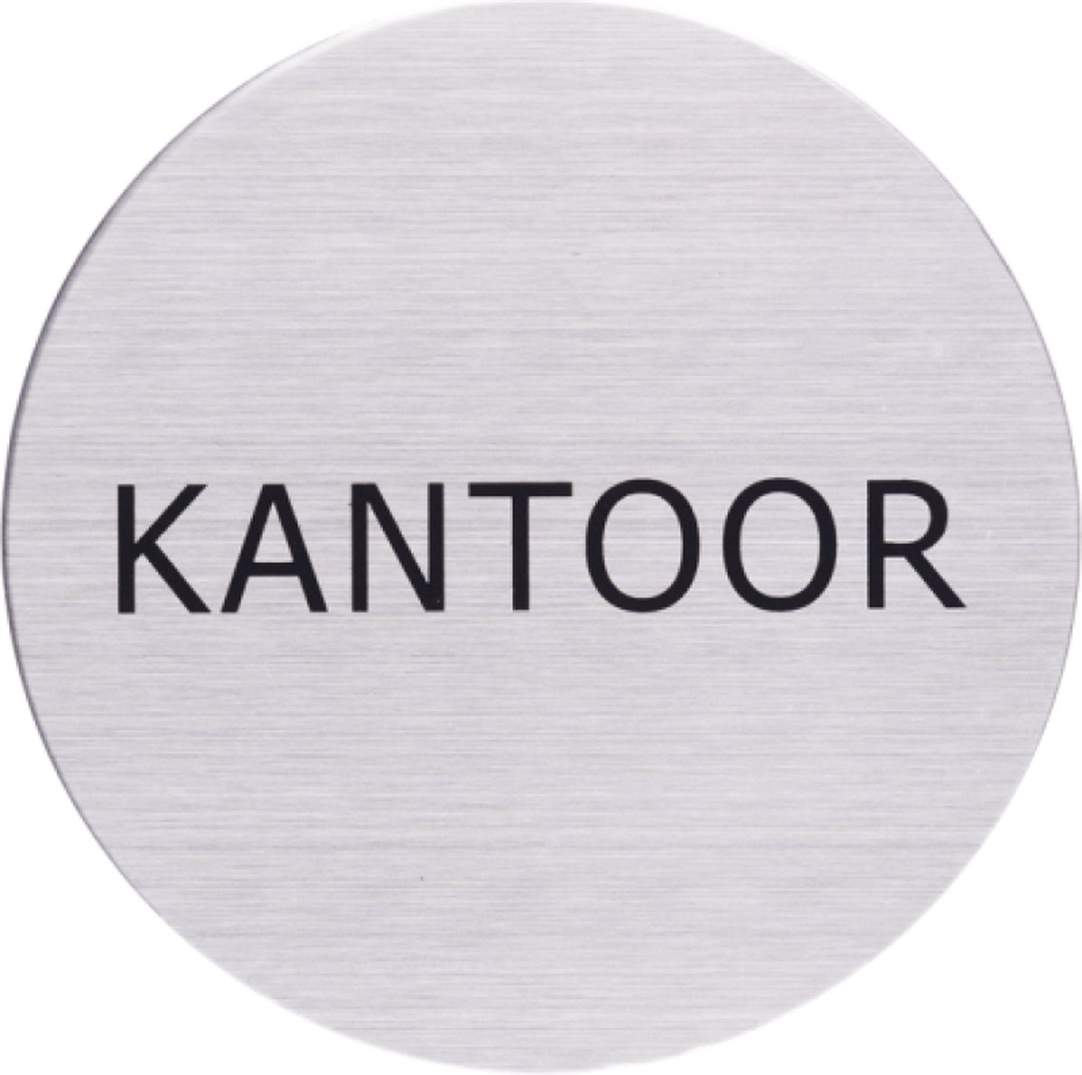 RVS deurbordje tekst: kantoor | 5 jaar garantie | ROND 82mm Ø | Zelfklevend | Plakstrip