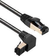 Powteq - 1 mètre - Câble réseau / câble internet CAT 8 - Coudé vers le haut - 10 Gbit - Qualité professionnelle !