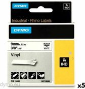 Laminated Tape for Labelling Machines Rhino Dymo ID1-9 White Black 9 x 5,5 mm Stick (5 Units)