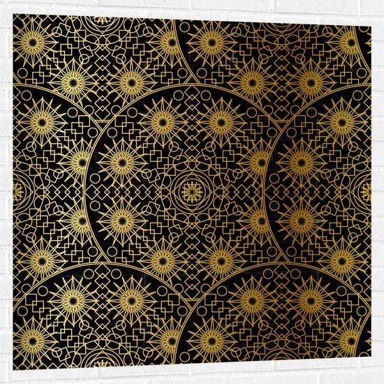 Muursticker - Borden met Gouden Geometrische Print - 100x100 cm Foto op Muursticker