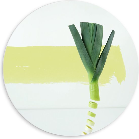 PVC Schuimplaat Muurcirkel - Plant - Prei - Eten - Groente - Groen - 60x60 cm Foto op Muurcirkel (met ophangsysteem)