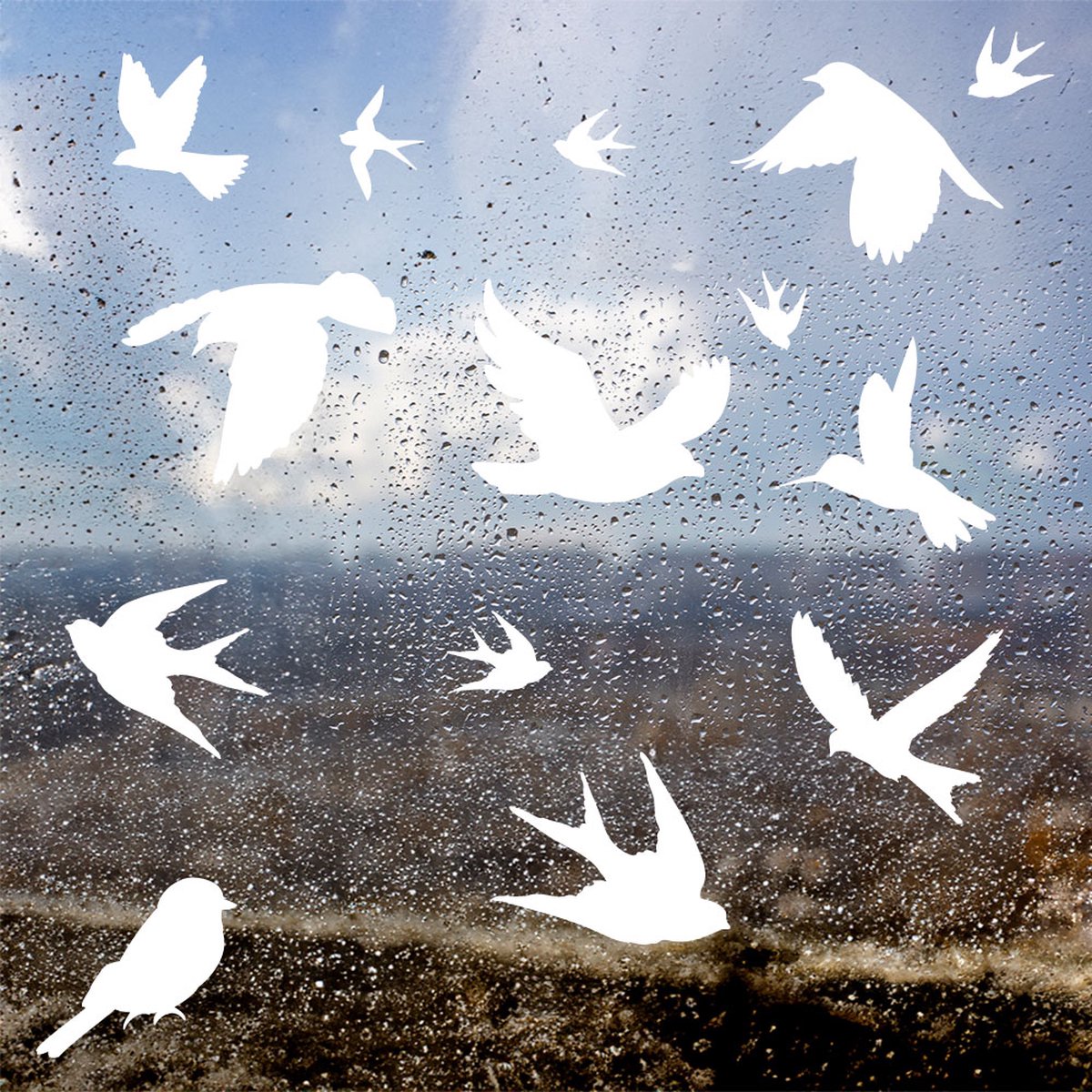 Vogelbescherming stickers Wit - Verplaatsbaar - Raamstickers vogels statisch