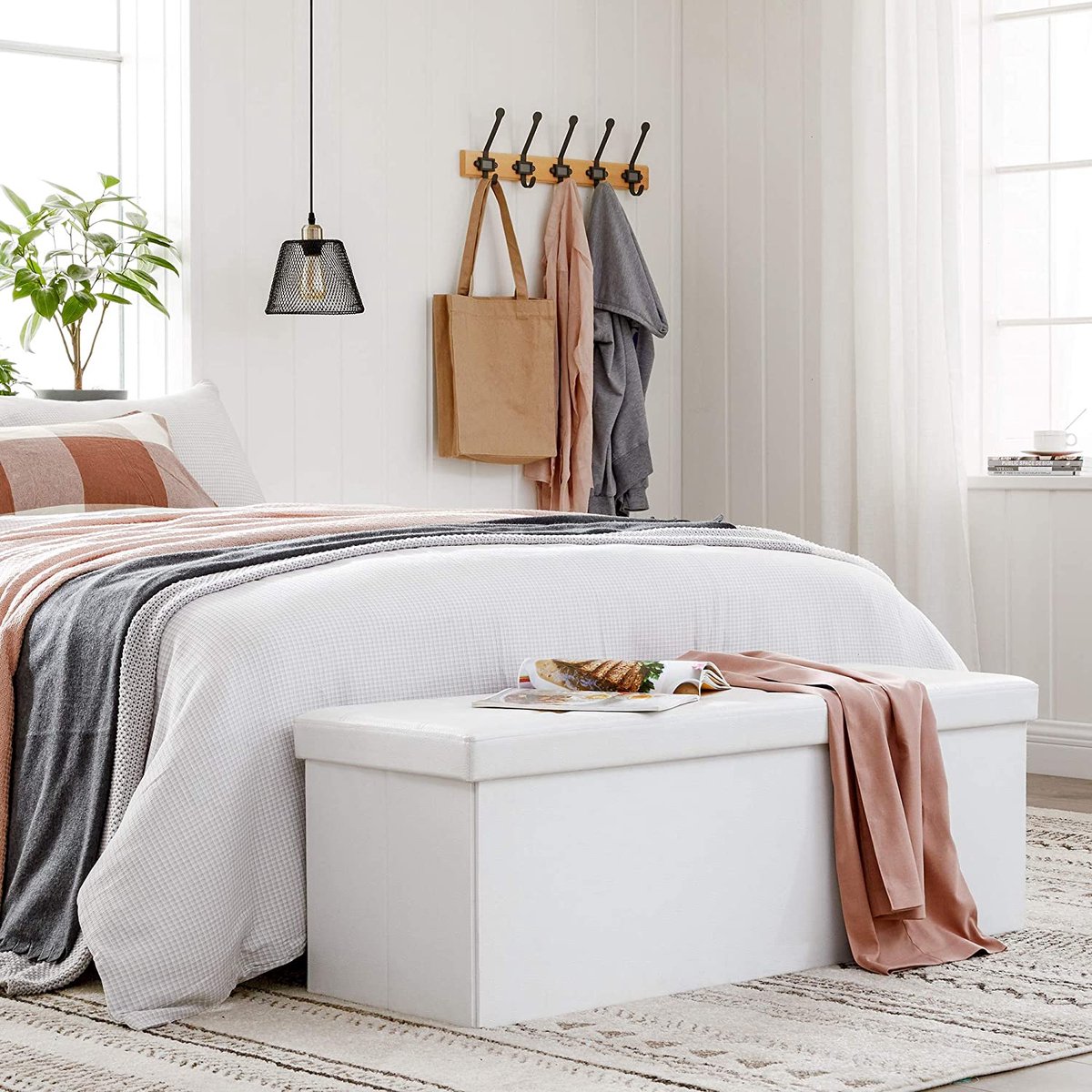 Relaxdays zitbank met opbergruimte, opvouwbaar, kunstleer, klapbare