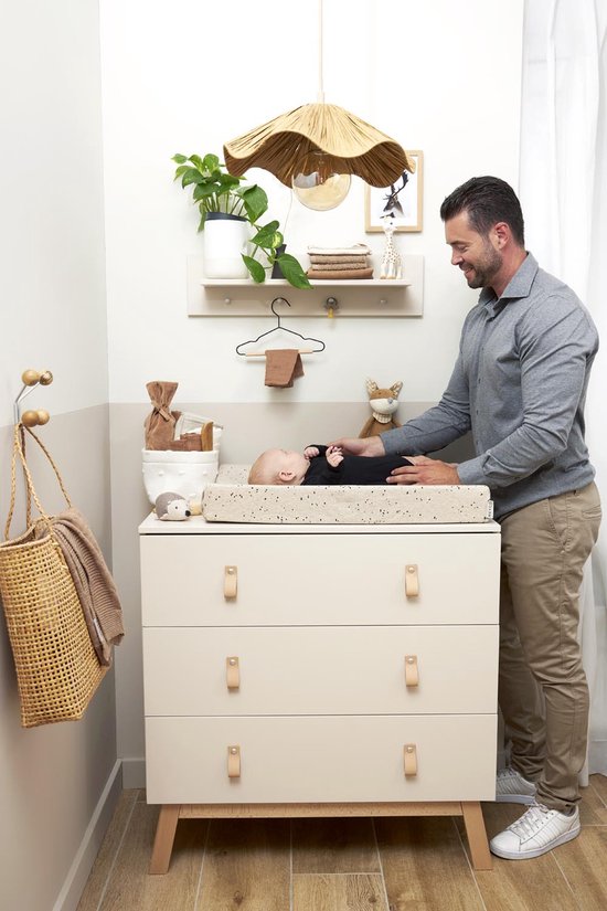 Meyco Baby Rib Mini Spot aankleedkussenhoes - sand melange - 50x70cm — afbeelding 4