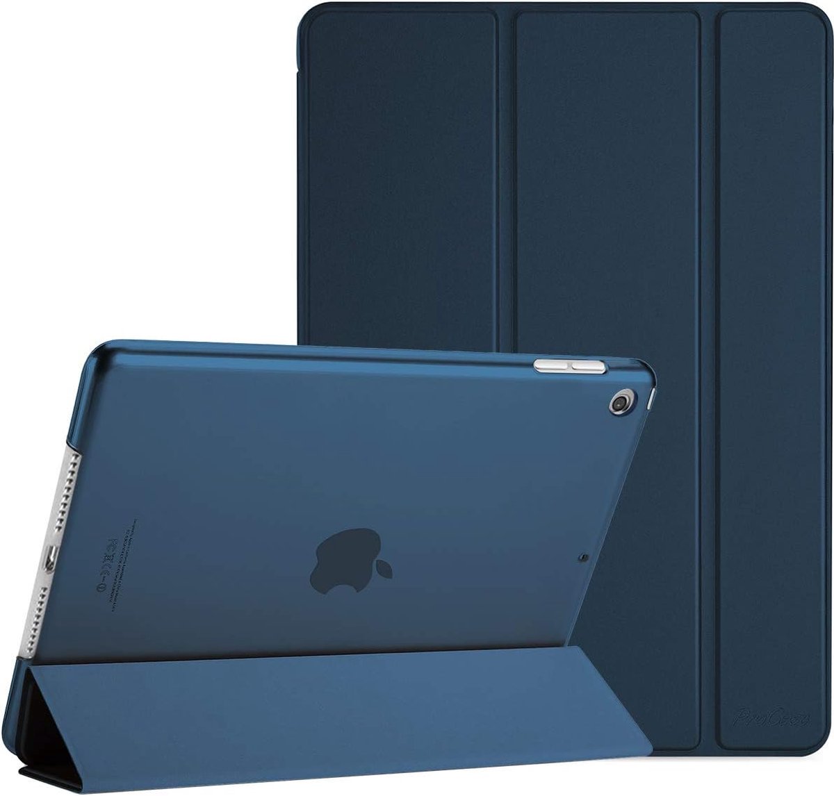 ProCase Hoes voor 10,2 Inch iPad 9e Generatie 2021/iPad 8e Generatie 2020/iPad 7e Generatie 2019, Schokbestendige Hoesje Beschermhoes Smart Folio Cover Case Hard Back Shell -Marineblauw