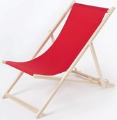 Chaise de plage- Chaise de Jardin -Bois-Réglage de la hauteur-Rouge