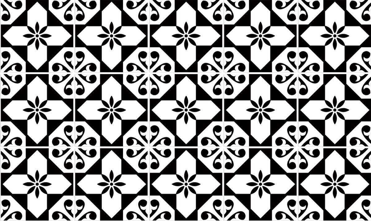 Plaktegels - Zelfklevende Tegels - 15x15 cm - Ulticool - Decoratie Sticker Tegels - Zwart Wit Bloem - 15 stuks Plakfolie Tegelstickers - Sticktiles - Badkamer - Keuken